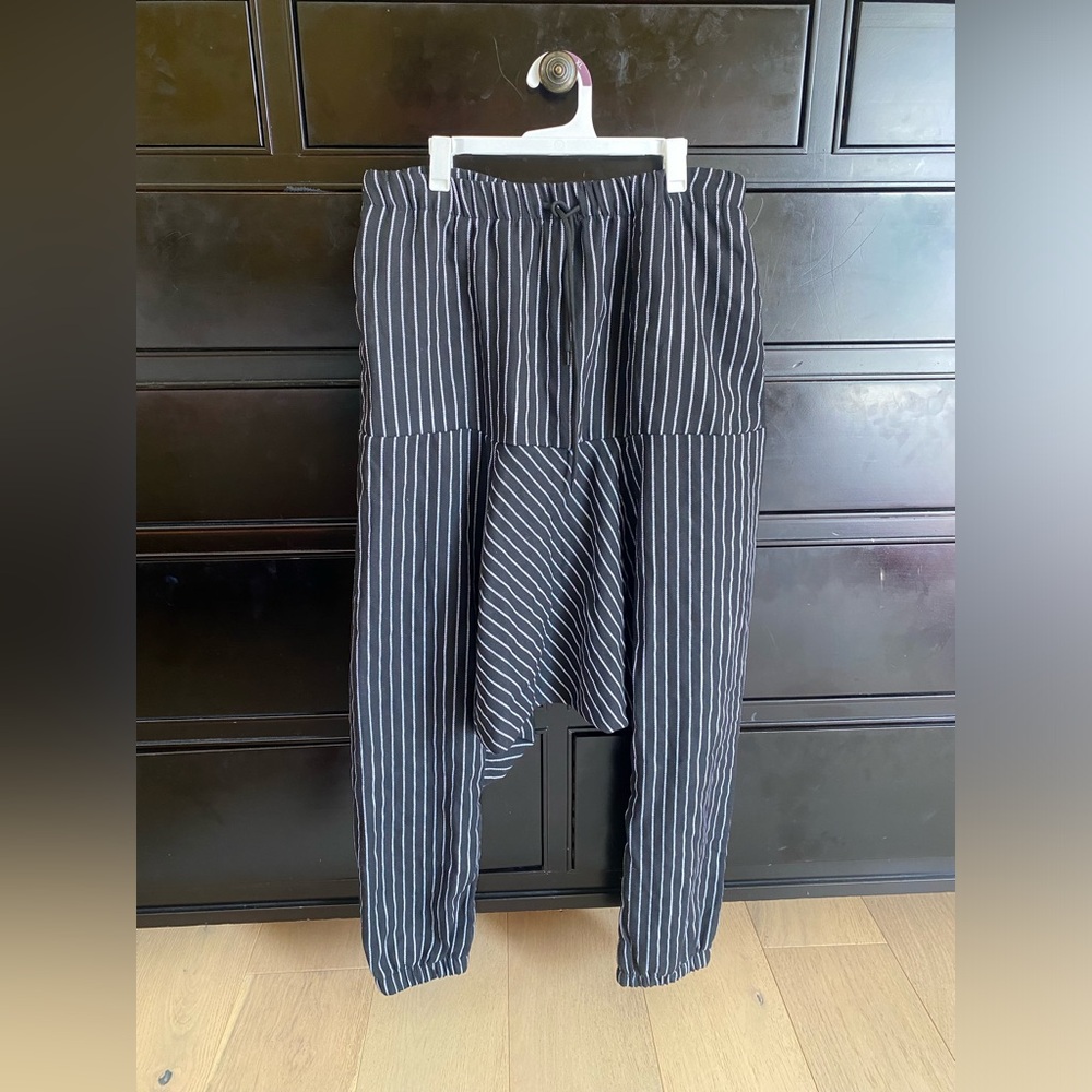 SHEIN Black and White Striped Harem Pants